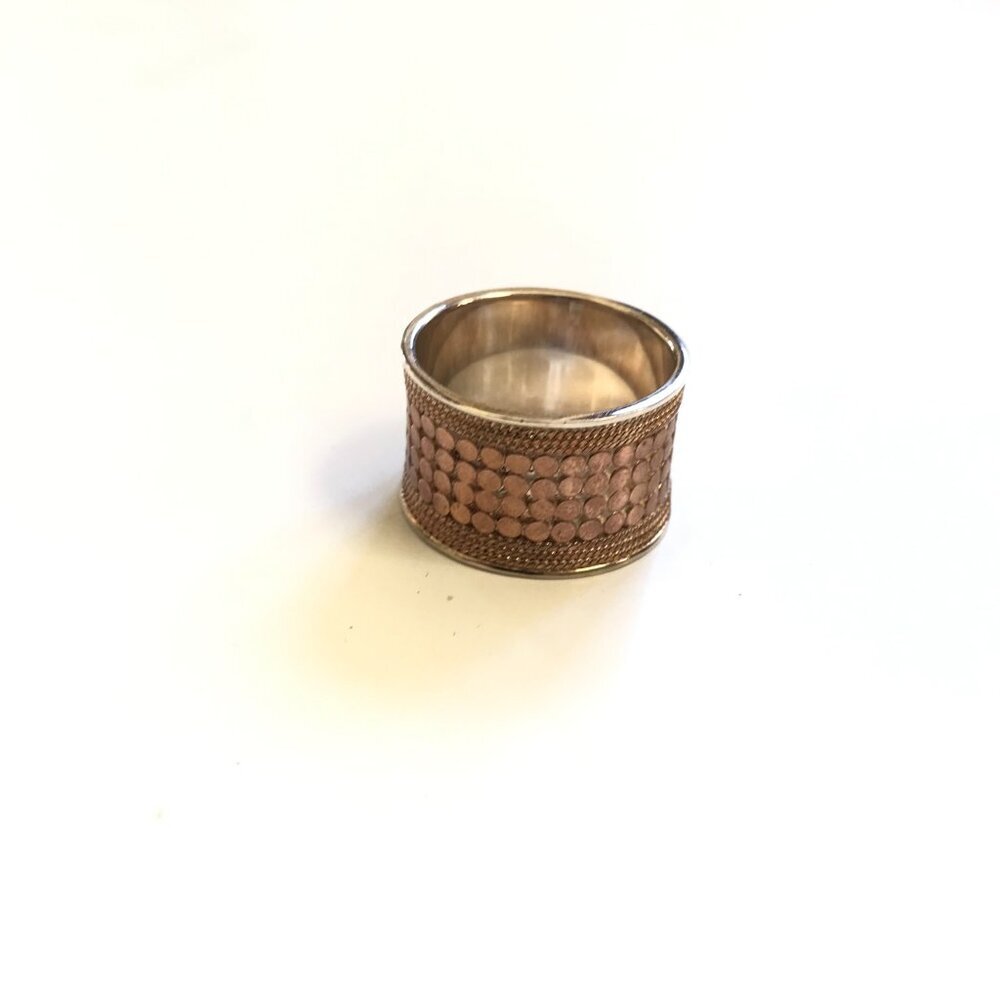 Anna Beck Classic Band Ring Womens 10 Two Tone 18K Gold .925 Sterling Silver - Picture 4 of 11